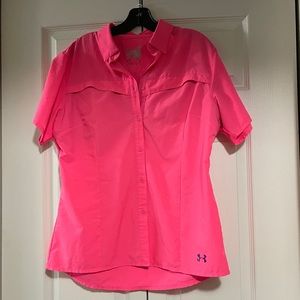 Under Armour Heat Gear Hot Pink Button-Up Shirt